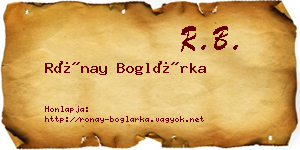 Rónay Boglárka névjegykártya